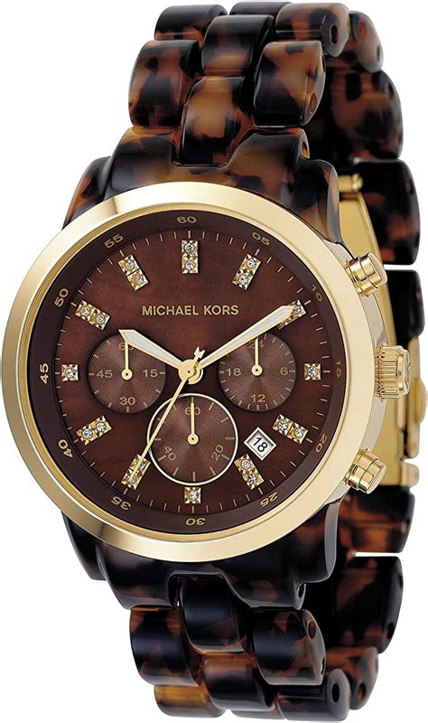 michael kors women's mk5216 chronograph tortoise watch|Michael Kors Tortoise Acrylic Brown Dial Ladies .